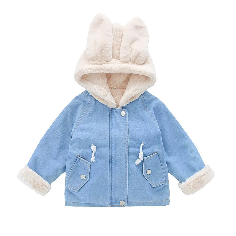 Girls' Denim Jacket Girls' Baby Plus Velvet Thickening - Bellarte Enchanté Girls' Denim Jacket Girls' Baby Plus Velvet Thickening